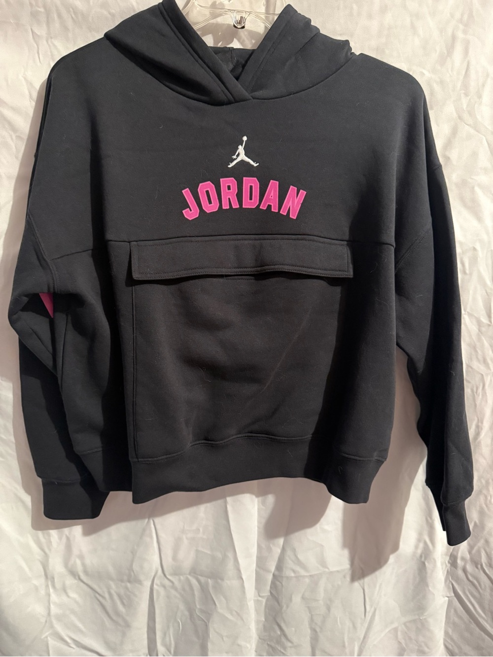 Jordan Black Hoodie with Pink Logo and White Jumpman